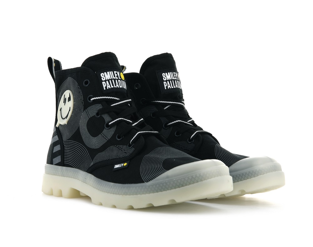 Botas Palladium PAMPA SMILEY GITD Hombre Gris Oscuro | Costa Rica-53670